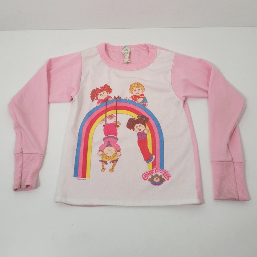 Vintage 1983 Cabbage Patch Kids Pink Graphic Pj Pajama Top Little Girls Size 5